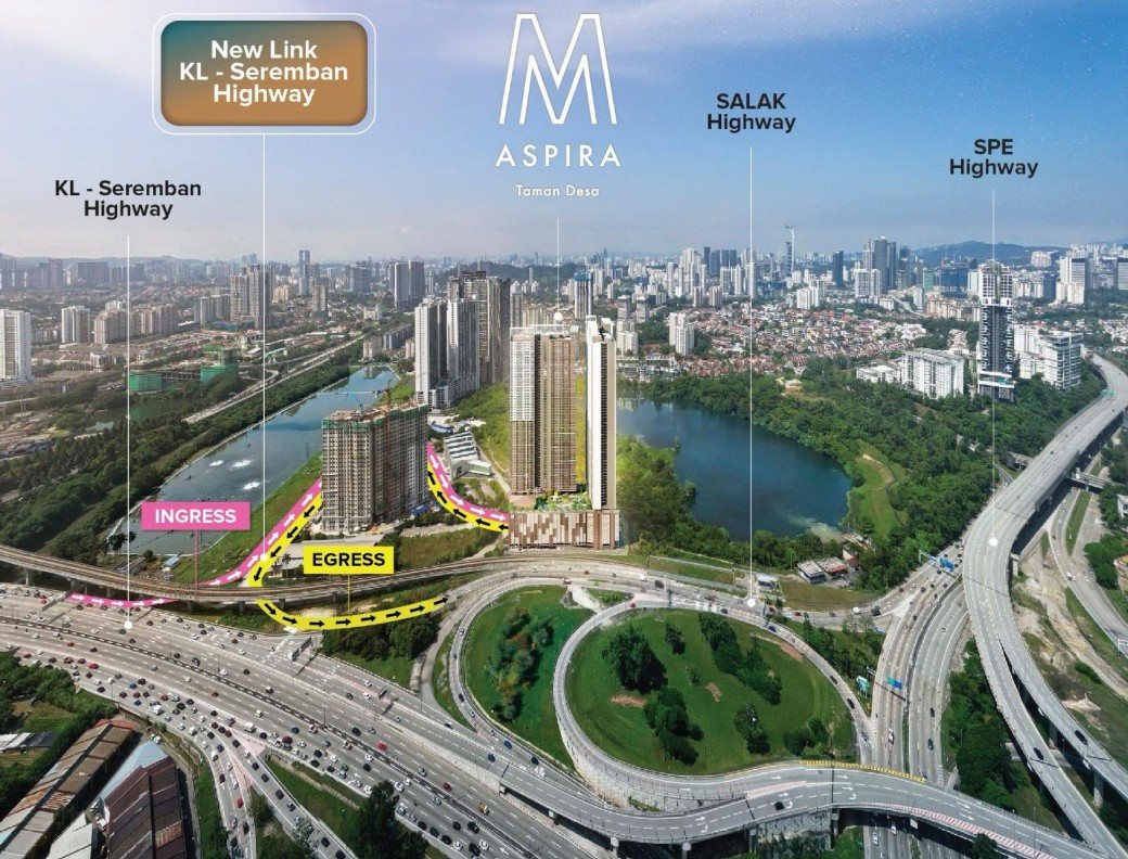 M Aspira location and reference points in the new link KL Seremban Highway
